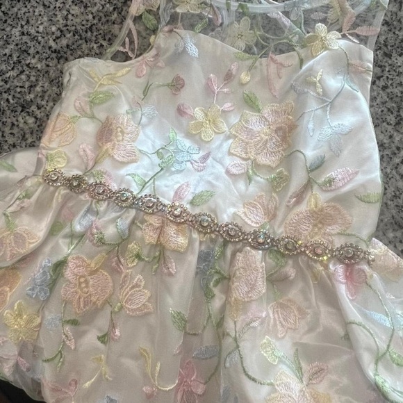 Rare‎ Editions Pastel Floral embroidered Kids Dress Size 12 - Picture 6 of 8